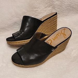 Sam Edelman Black Leather Wedges